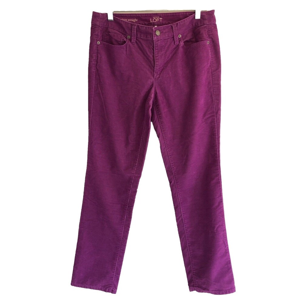 Ann Taylor Loft Pants 29/8 Fuchsia Modern Straight Cotton Blend Corduroy EUC